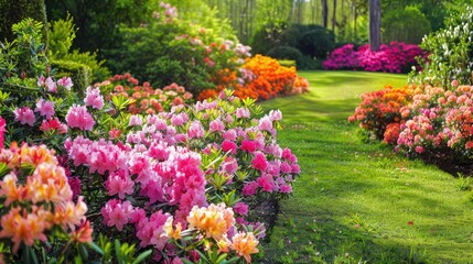Multiple azaleas in a garden