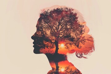 A woman's silhouette with a tree in the background, suitable for various design projects