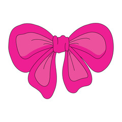 Lush pink bow on a white background. A hair accessory.