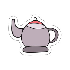 A sticker with a picture of a teapot on a white background.