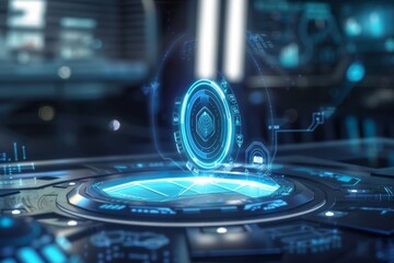 futuristic user interface of a holographic display