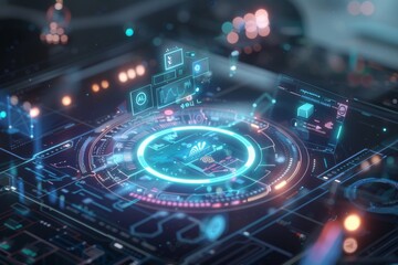 futuristic user interface of a holographic display