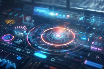 futuristic user interface of a holographic display