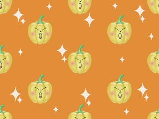 Seamless vegetables hand drawn cartoon cute style watercolor ,colorful background.
