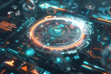 futuristic user interface of a holographic display