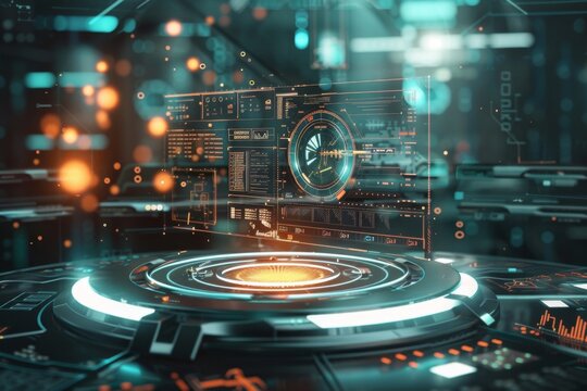 futuristic user interface of a holographic display