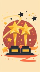 Star awards ceremony flat design front view entertainment industry theme animation Splitcomplementary color scheme