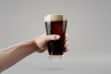 Person holding a glass of beer. Suitable for pub or brewery concept