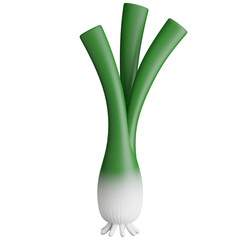 3d render of green spring onion.