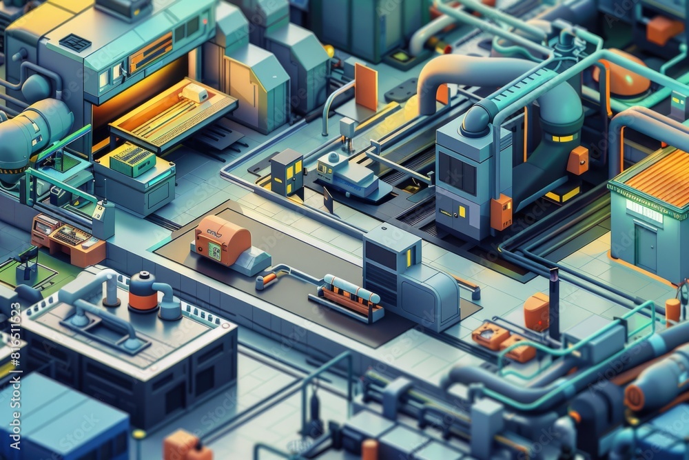 Aufkleber A computer-generated image of a factory. Suitable for industrial concepts