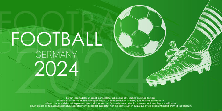 football championship 2024 social media background with ball and foot. Vector illustration euro Football 2024 in Germany pattern background or banner.