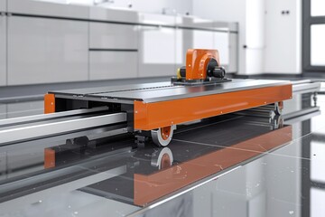 A machine on a moving conveyor belt, suitable for industrial concepts