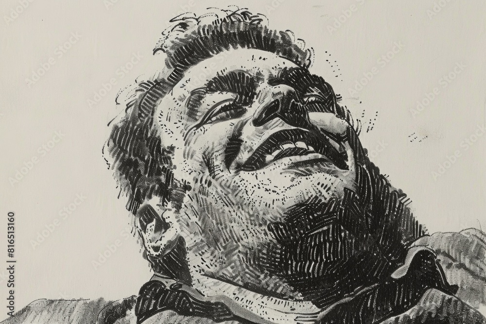 Poster a drawing of a man with his eyes closed. suitable for various design projects