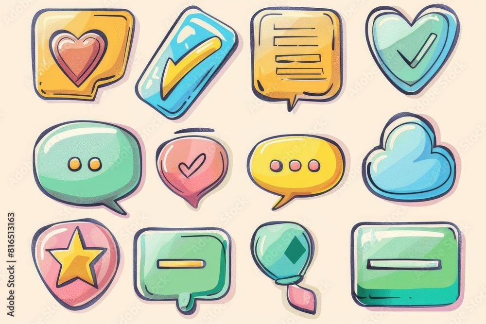 Poster Various colored speech bubbles for communication and design projects