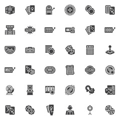 Casino and gambling vector icons set