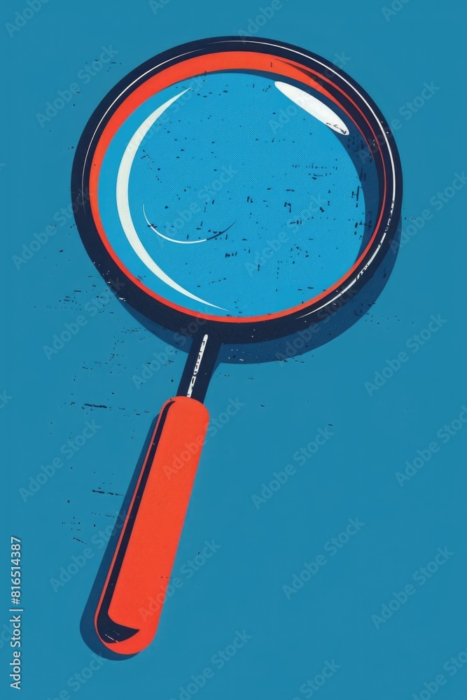 Poster a magnifying glass with a red handle, useful for various research and investigation purposes