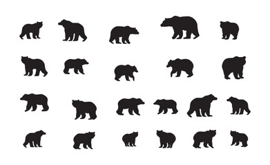 various bear silhouettes vector