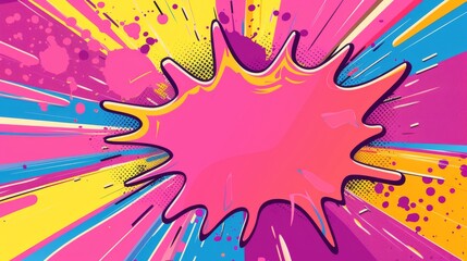 Fototapeta premium Vintage Pop Art Explosion Retro Comic Book Splash Cartoon Background with Vector Design, Stylish Halftone Effects, and Colorful Superhero Illustration Elements for a Cool Retro Title