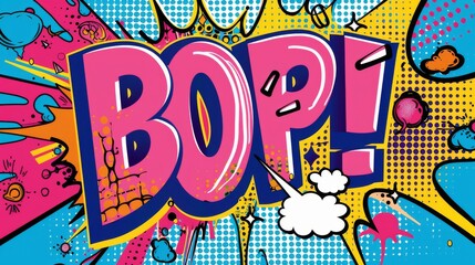 Fototapeta premium Vintage Pop Art Explosion Retro Comic Book Splash Cartoon Background with Vector Design, Stylish Halftone Effects, and Colorful Superhero Illustration Elements for a Cool Retro Title