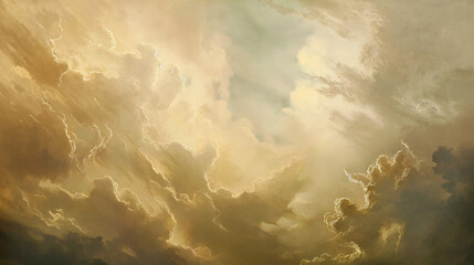 Background of Renaissance cloud sky painting Magic: Pearl, White & Champagne Clouds - Art