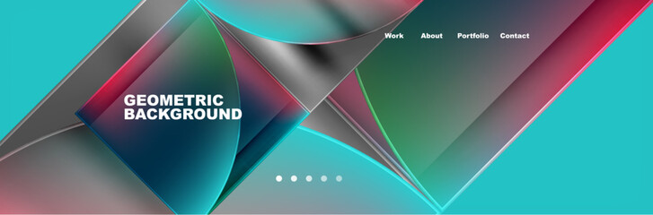 Round triangles and squares web site page template. Vector Illustration For Wallpaper, Banner, Background, Card, Book Illustration, landing page