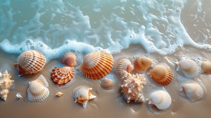 Serene seashell collection on sandy shore