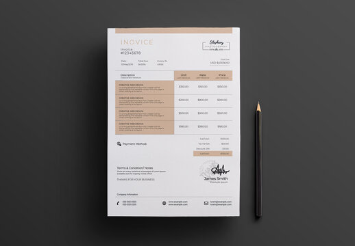 Creative Minimal Photography Invoice