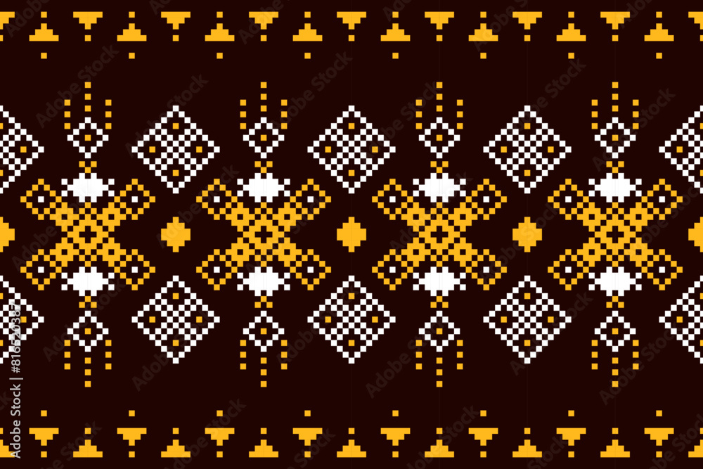 Wall mural traditional ethnic motifs ikat geometric fabric pattern cross stitch.ikat embroidery ethnic oriental