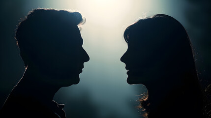 Silhouette of talking couple of people : Generative AI