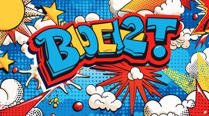 Obraz premium Vintage Pop Art Explosion Retro Comic Book Splash Cartoon Background with Vector Design, Stylish Halftone Effects, and Colorful Superhero Illustration Elements for a Cool Retro Title
