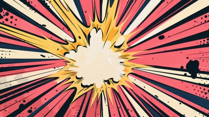 Fototapeta premium Vintage Pop Art Explosion Retro Comic Book Splash Cartoon Background with Vector Design, Stylish Halftone Effects, and Colorful Superhero Illustration Elements for a Cool Retro Title