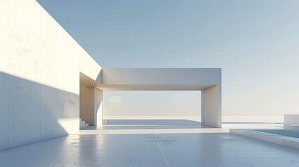 White simple architecture display