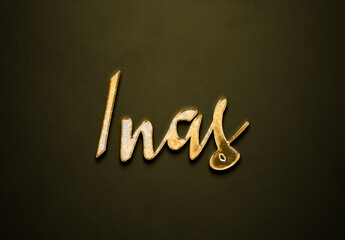 Old gold text effect of Arabic name Inas with 3D glossy style Mockup