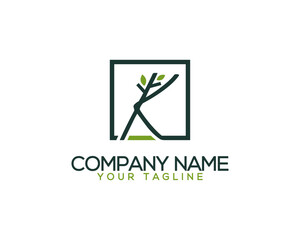 Alphabet K natural logo concept, Grow seedling, leaves and tree vector icon, identity, company name, business name and others unique logo.	
