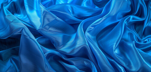 Electric blue abstract fabric texture on widescreen.