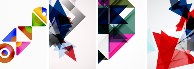 Fototapeta premium Set of abstract random triangle composition backgrounds. Vector illustration for for wallpaper, business card, cover, poster, banner, brochure, header, website