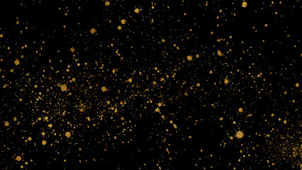 Strokes with Golden Paint Brush on Black Paper.Abstract gold dust background, Glitter On Black Background,Gold Paint Glittering Textured