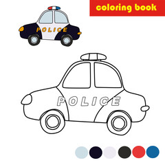  police car vector. Coloring book for kids