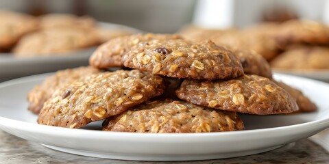 Plate of homemade sugarfree oatmeal keto cookies perfect for conscious eaters. Concept Sugarfree Baking, Healthy Desserts, Keto Recipes, Conscious Eating, Homemade Treats