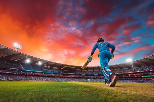  Cricket player hitting the ball, AI generated Image 