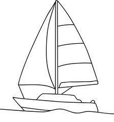 シンプルなヨットの線画ベクターイラスト