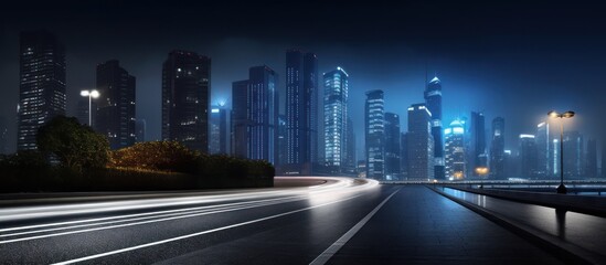 street view at night, background of city buildings