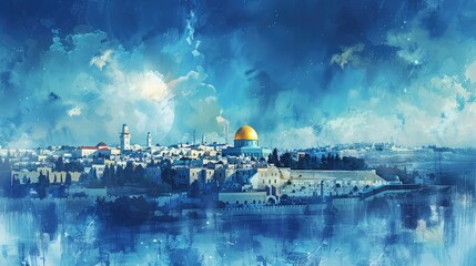 banner background of Israel Independence Day theme banner design for microstock, no text, and wide copy space, [A group of diverse people holding Israeli flags and smiling, representing unity