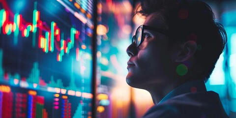 Finance trade manager analyzing stock market 