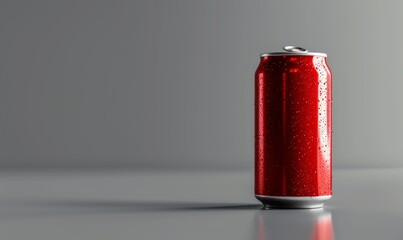 Mokup of soda or beer can on surface isolated on grey background