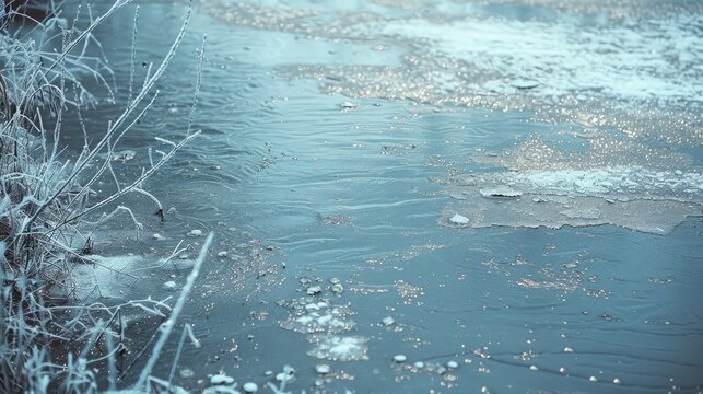 Ice Texture Frozen Water on the River