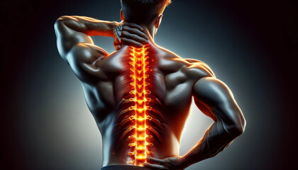 image montrant le dos d'un homme avec un accent sur la colonne vertébrale