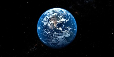 Obraz premium Cinematic shot of planet earth globe clouds and space background.