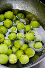frying Green plum with vegetables