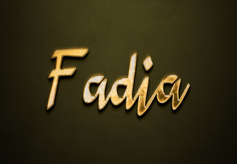 Old gold text effect of Arabic name Fadia with 3D glossy style Mockup